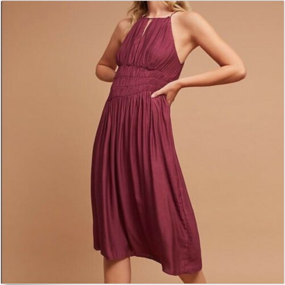 Anthropology Smocked Halter Midi Dress by Moulinet
